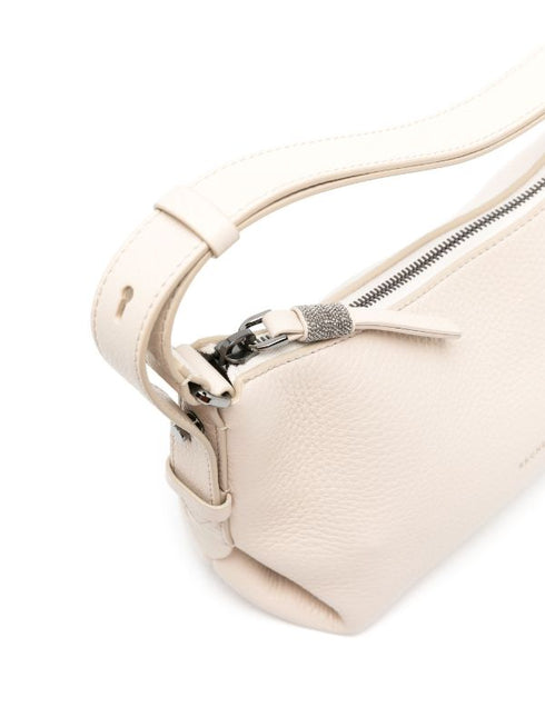 Bolso de mano de piel con logo estampado y asa superior